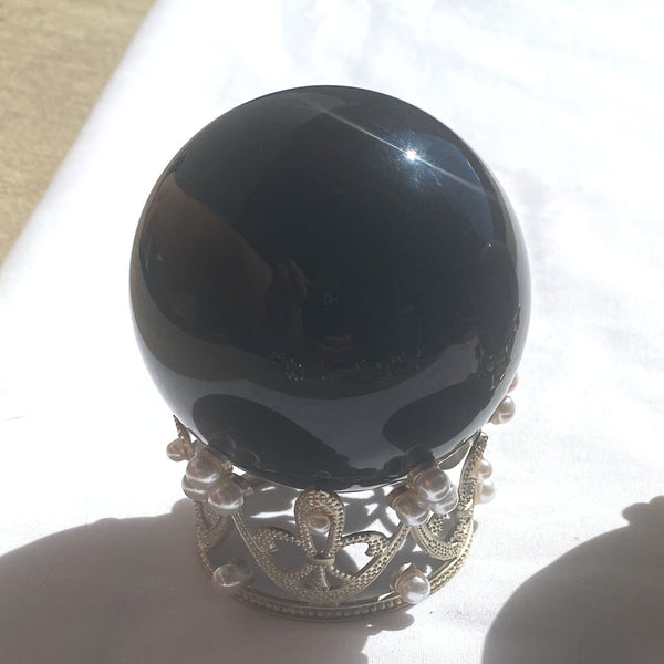 Black Obsidian Sphere 441g - Jayde Aura