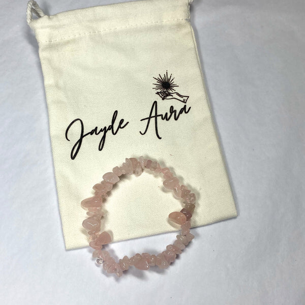 Rose Quartz Chip Bracelet - Jayde Aura