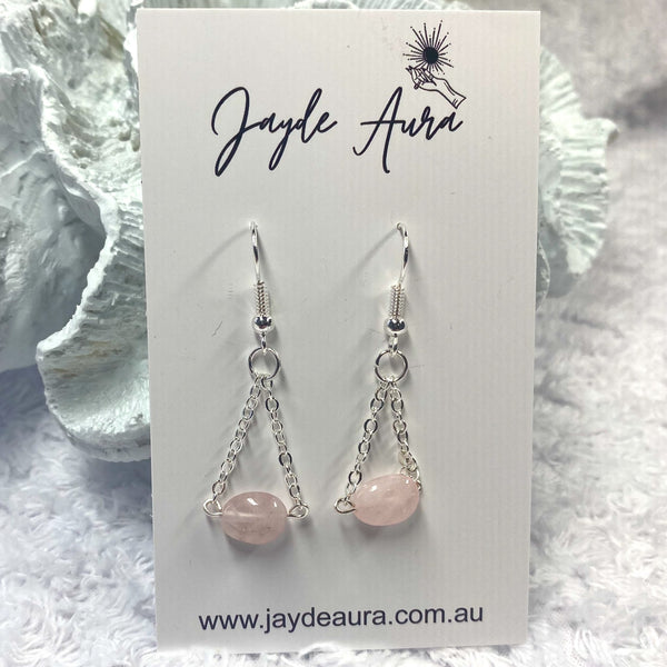 Rose Quartz Drop Earrings - Jayde Aura
